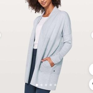 Lululemon Sit In Lotus Wrap Lt Blue Heathered Chambray Merino Wool Sweater